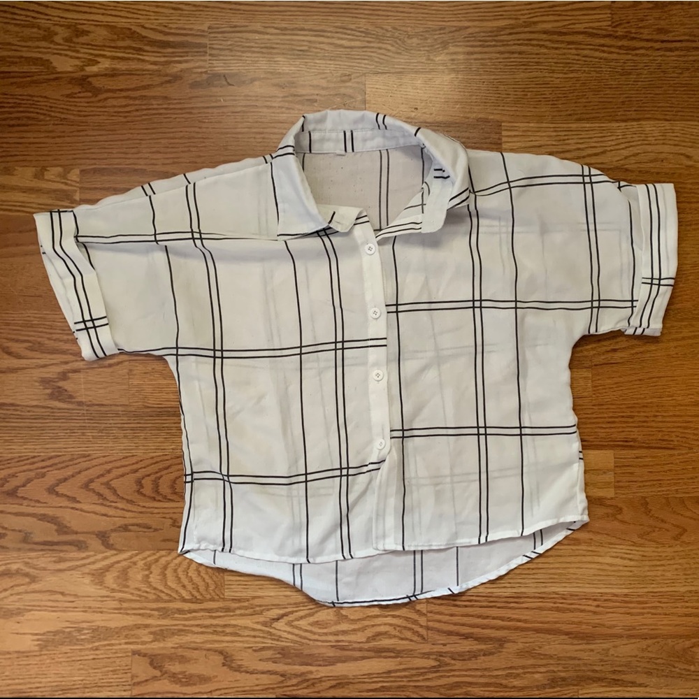 Trendy White Checkered Blouse